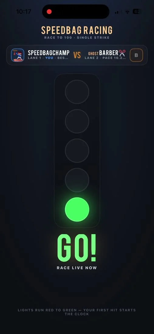 Race start lights showing GO